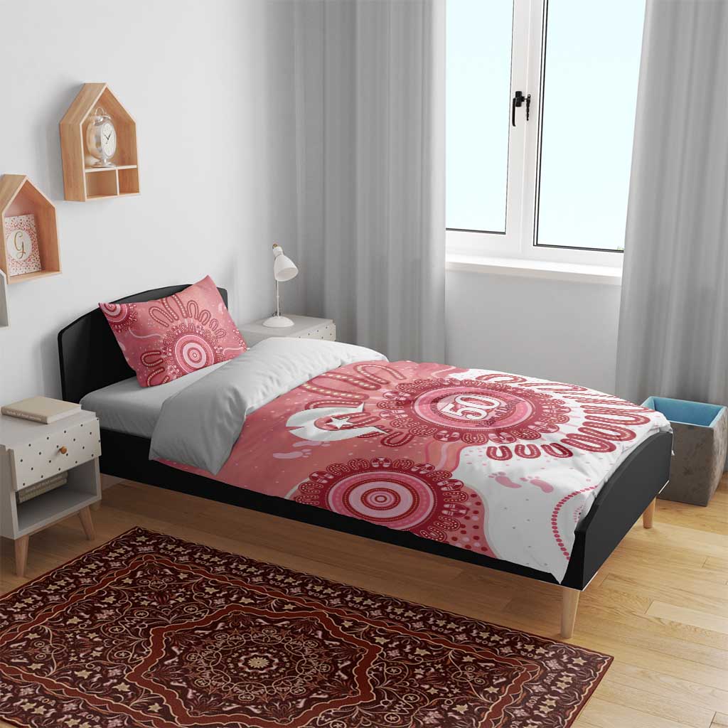 NAIDOC Week 2026 Bedding Set 50 Years Deadly Dhari Pink Aboriginal Art