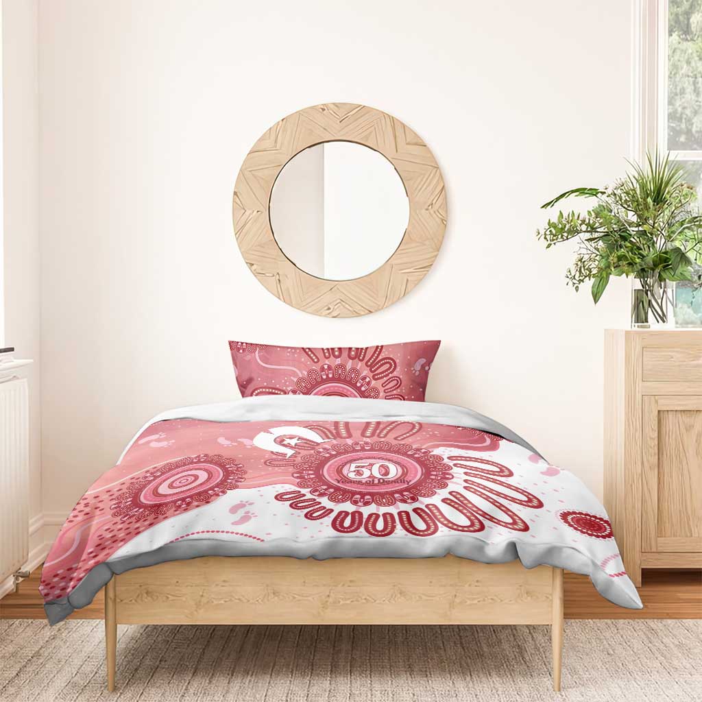 NAIDOC Week 2026 Bedding Set 50 Years Deadly Dhari Pink Aboriginal Art
