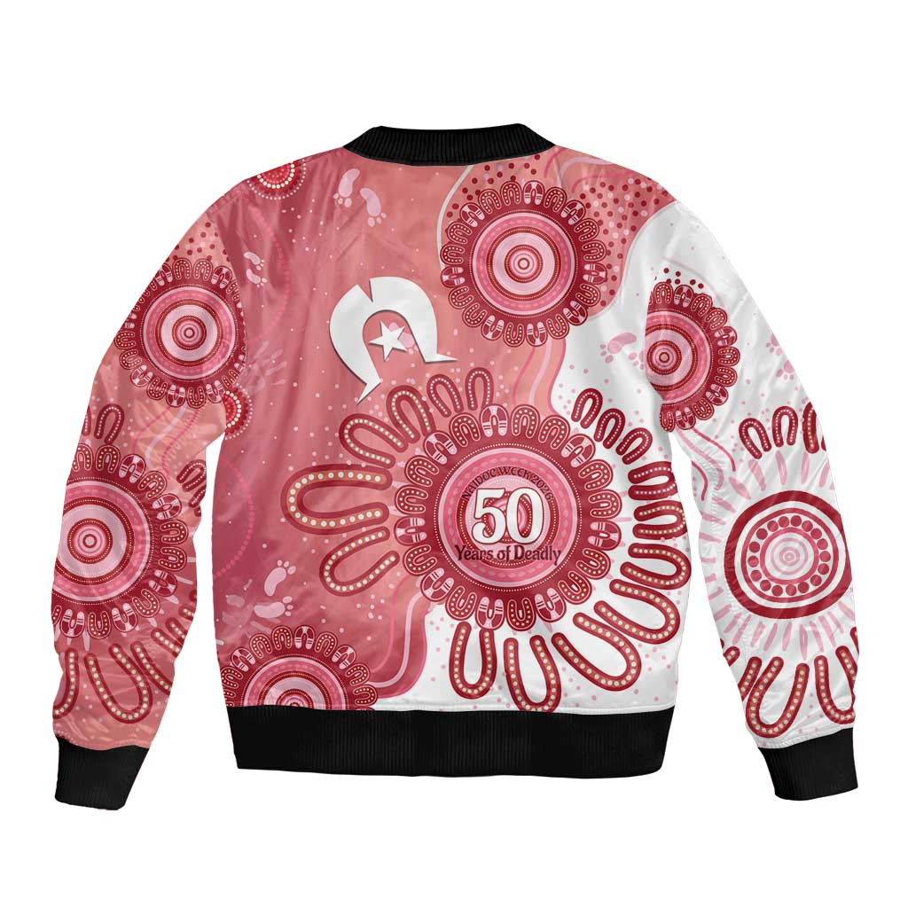 NAIDOC Week 2026 Bomber Jacket 50 Years Deadly Dhari Pink Aboriginal Art