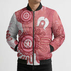 NAIDOC Week 2026 Bomber Puffer Jacket 50 Years Deadly Dhari Pink Aboriginal Art