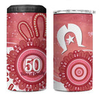 NAIDOC Week 2026 4 in 1 Can Cooler Tumbler 50 Years Deadly Dhari Pink Aboriginal Art
