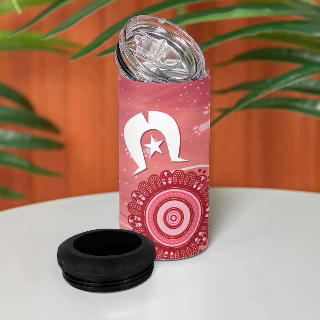 NAIDOC Week 2026 4 in 1 Can Cooler Tumbler 50 Years Deadly Dhari Pink Aboriginal Art