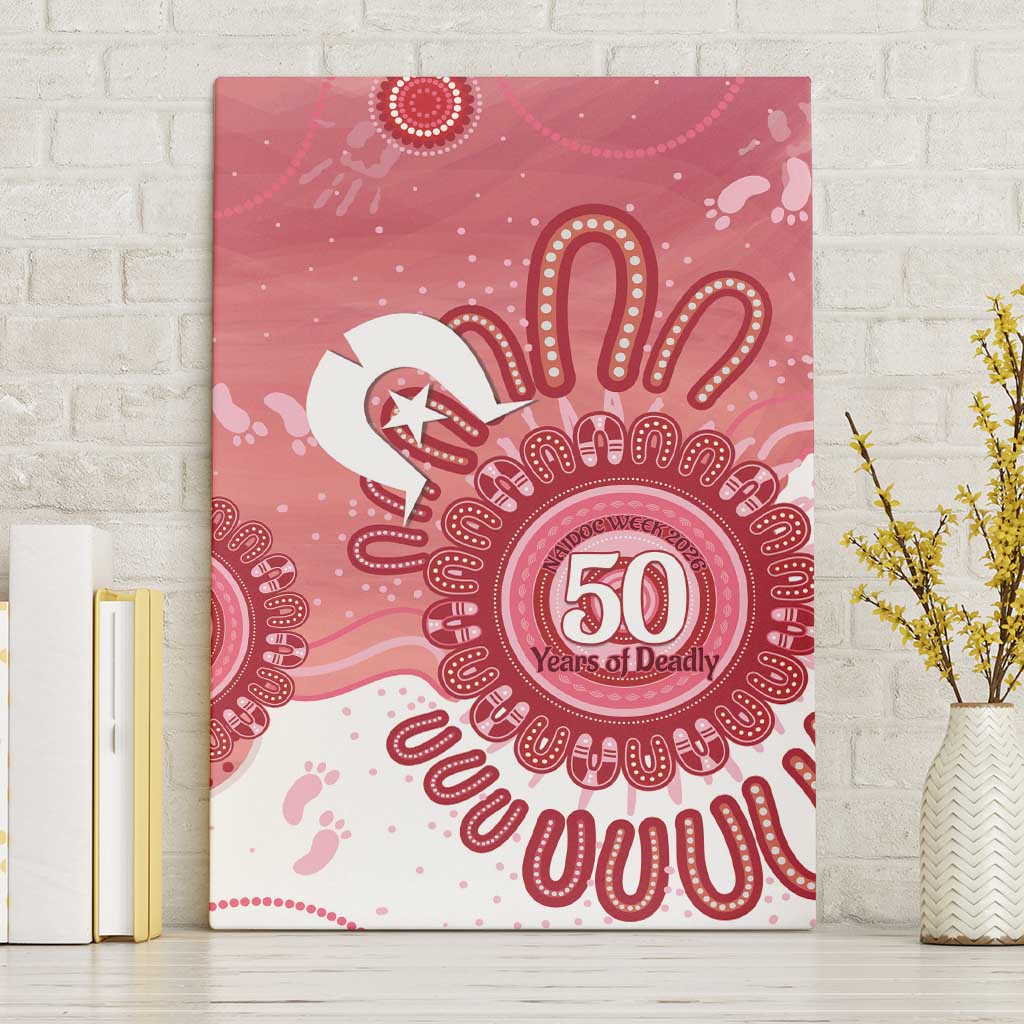 NAIDOC Week 2026 Canvas Wall Art 50 Years Deadly Dhari Pink Aboriginal Art