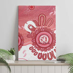 NAIDOC Week 2026 Canvas Wall Art 50 Years Deadly Dhari Pink Aboriginal Art