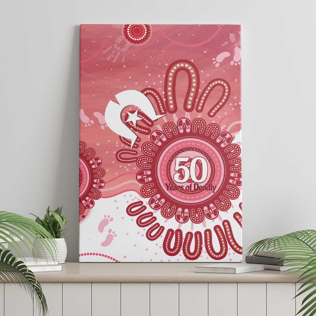 NAIDOC Week 2026 Canvas Wall Art 50 Years Deadly Dhari Pink Aboriginal Art