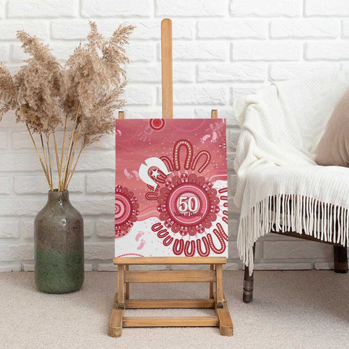 NAIDOC Week 2026 Canvas Wall Art 50 Years Deadly Dhari Pink Aboriginal Art
