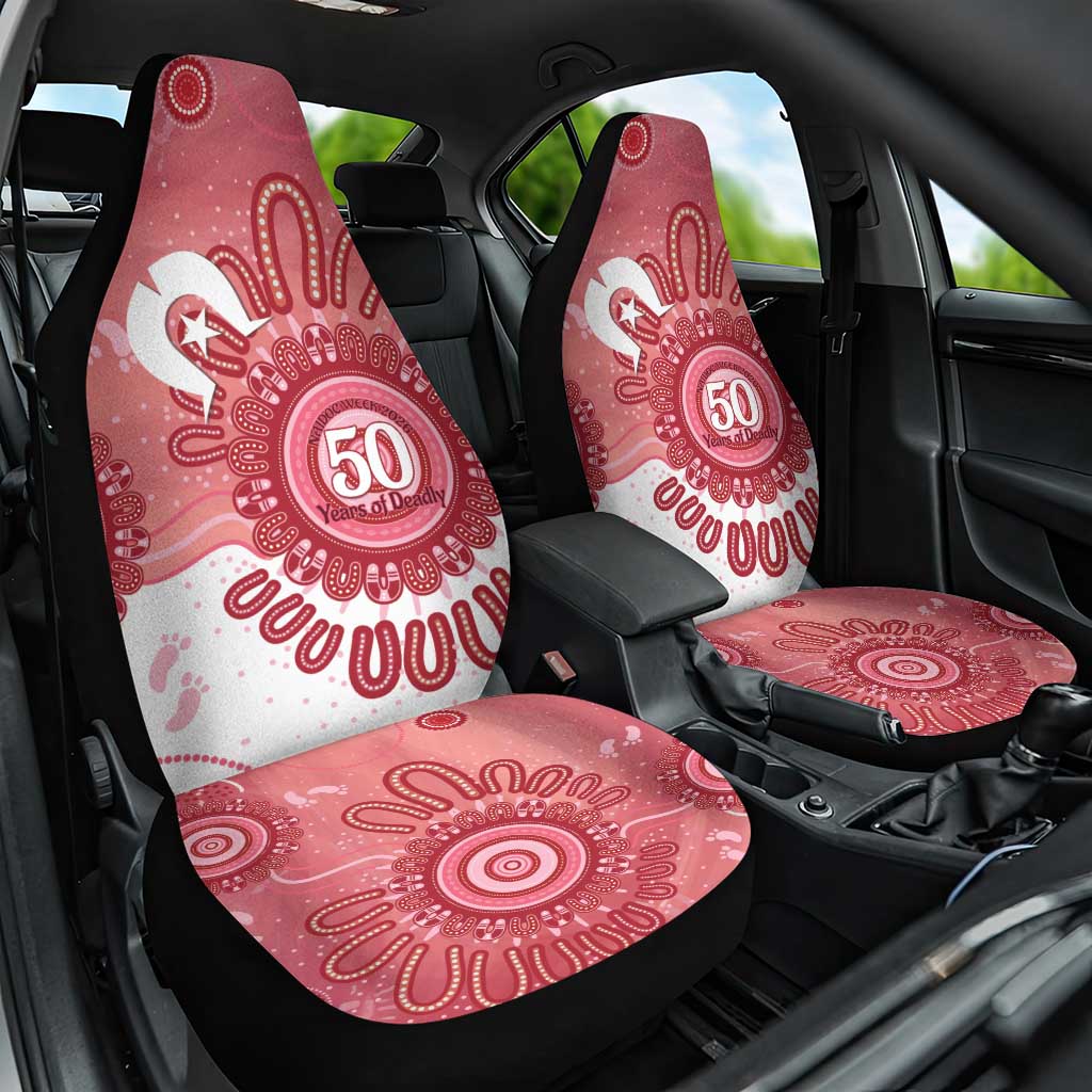 NAIDOC Week 2026 Car Seat Cover 50 Years Deadly Dhari Pink Aboriginal Art