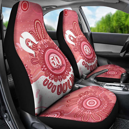 NAIDOC Week 2026 Car Seat Cover 50 Years Deadly Dhari Pink Aboriginal Art