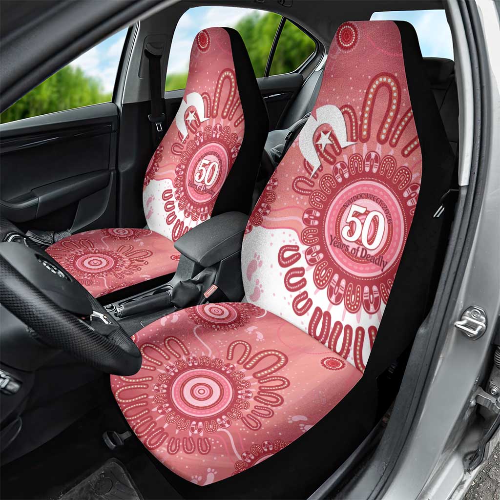 NAIDOC Week 2026 Car Seat Cover 50 Years Deadly Dhari Pink Aboriginal Art