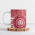 NAIDOC Week 2026 Ceramic Mug 50 Years Deadly Dhari Pink Aboriginal Art