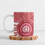 NAIDOC Week 2026 Ceramic Mug 50 Years Deadly Dhari Pink Aboriginal Art