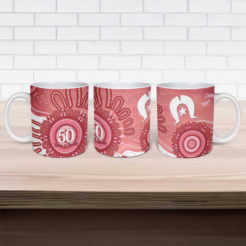 NAIDOC Week 2026 Ceramic Mug 50 Years Deadly Dhari Pink Aboriginal Art