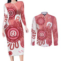 NAIDOC Week 2026 Couples Matching Long Sleeve Bodycon Dress and Long Sleeve Button Shirt 50 Years Deadly Dhari Pink Aboriginal Art