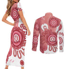 NAIDOC Week 2026 Couples Matching Short Sleeve Bodycon Dress and Long Sleeve Button Shirt 50 Years Deadly Dhari Pink Aboriginal Art