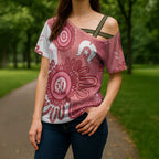 NAIDOC Week 2026 Cross Shoulder Shirt 50 Years Deadly Dhari Pink Aboriginal Art