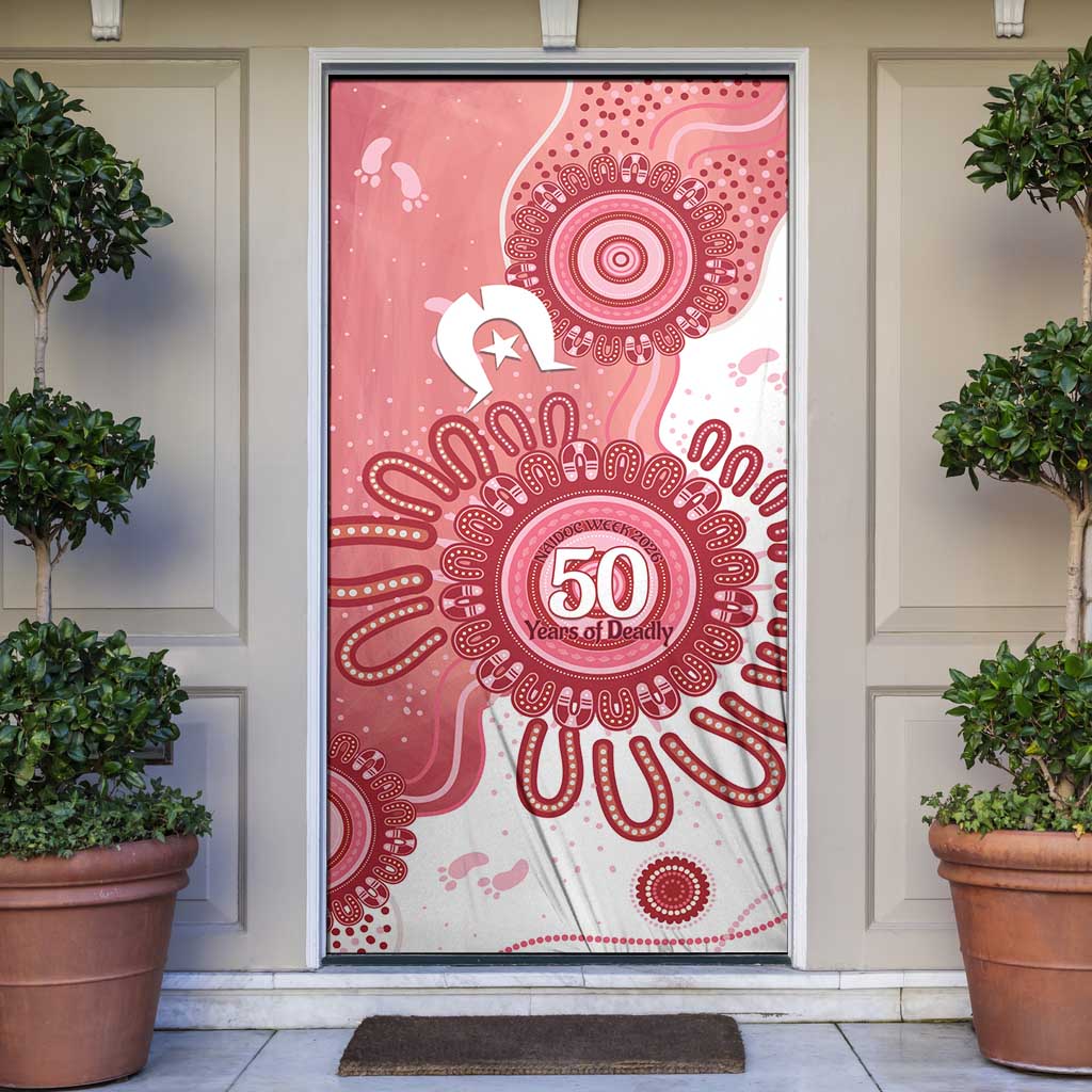NAIDOC Week 2026 Door Cover 50 Years Deadly Dhari Pink Aboriginal Art