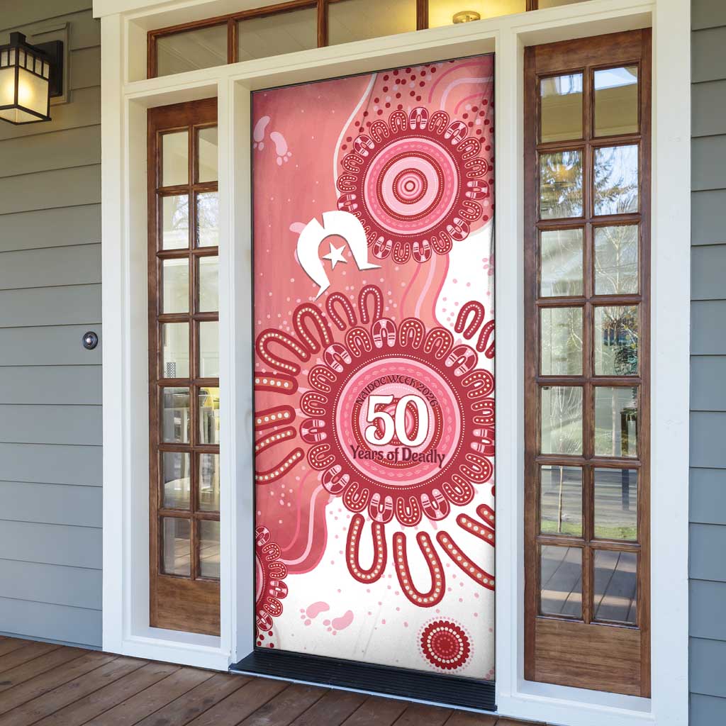NAIDOC Week 2026 Door Cover 50 Years Deadly Dhari Pink Aboriginal Art