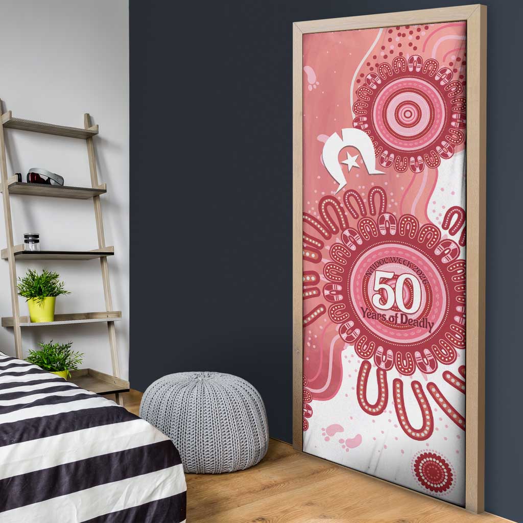 NAIDOC Week 2026 Door Cover 50 Years Deadly Dhari Pink Aboriginal Art