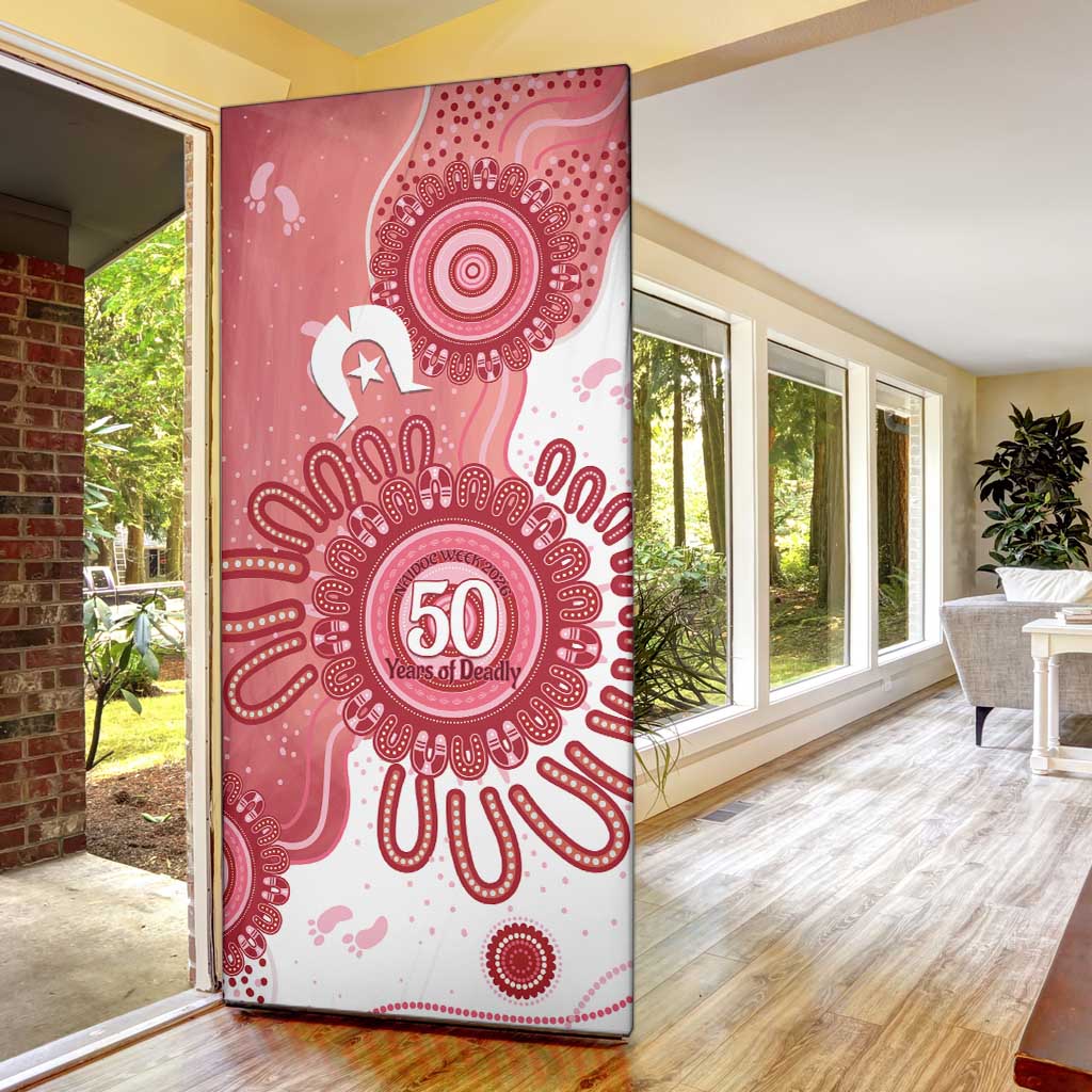NAIDOC Week 2026 Door Cover 50 Years Deadly Dhari Pink Aboriginal Art