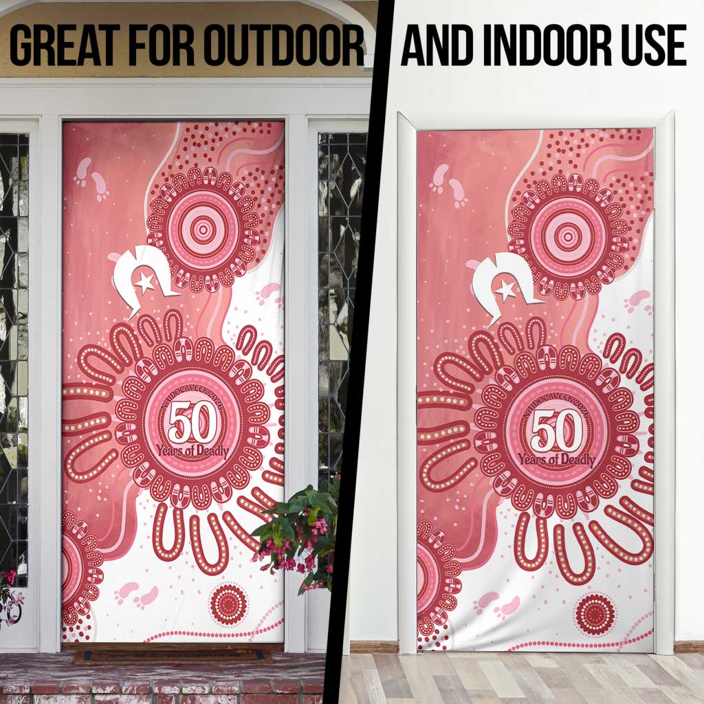 NAIDOC Week 2026 Door Cover 50 Years Deadly Dhari Pink Aboriginal Art