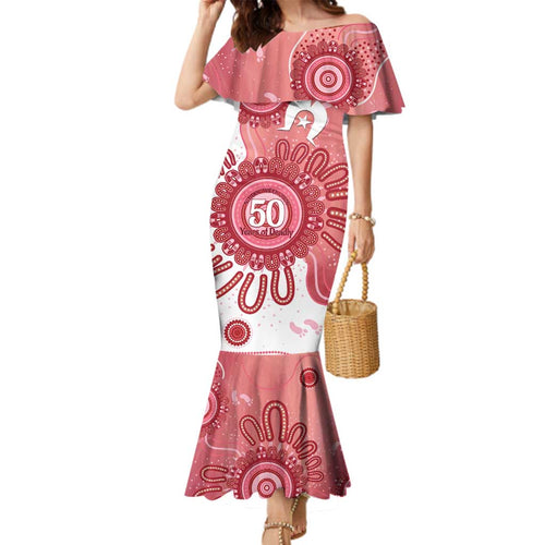 NAIDOC Week 2026 Family Matching Mermaid Dress and Hawaiian Shirt 50 Years Deadly Dhari Pink Aboriginal Art