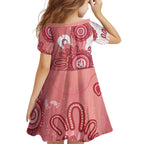 NAIDOC Week 2026 Family Matching Off Shoulder Maxi Dress and Hawaiian Shirt 50 Years Deadly Dhari Pink Aboriginal Art
