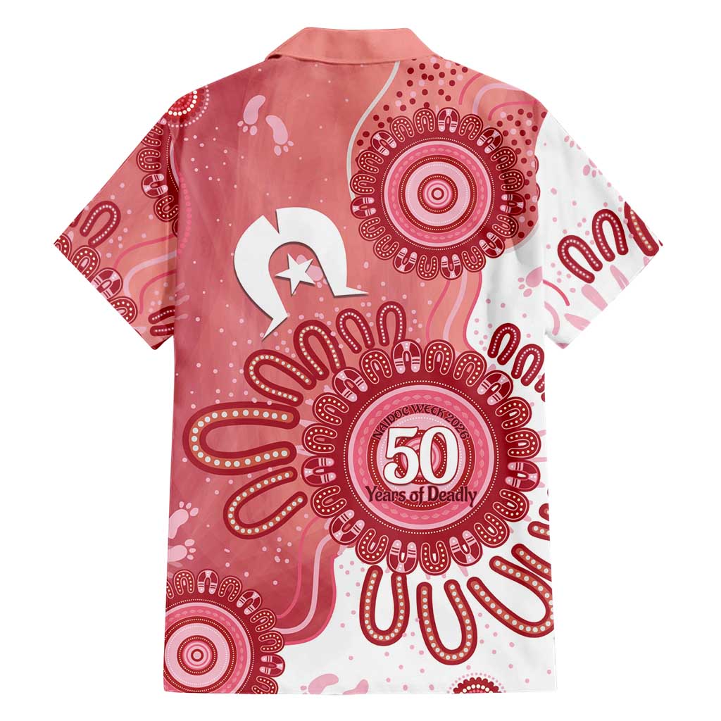 NAIDOC Week 2026 Family Matching Off Shoulder Maxi Dress and Hawaiian Shirt 50 Years Deadly Dhari Pink Aboriginal Art