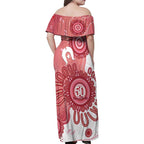 NAIDOC Week 2026 Family Matching Off Shoulder Maxi Dress and Hawaiian Shirt 50 Years Deadly Dhari Pink Aboriginal Art