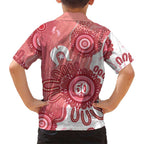 NAIDOC Week 2026 Family Matching Off Shoulder Short Dress and Hawaiian Shirt 50 Years Deadly Dhari Pink Aboriginal Art