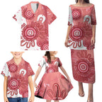 NAIDOC Week 2026 Family Matching Puletasi and Hawaiian Shirt 50 Years Deadly Dhari Pink Aboriginal Art