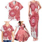 NAIDOC Week 2026 Family Matching Tank Maxi Dress and Hawaiian Shirt 50 Years Deadly Dhari Pink Aboriginal Art