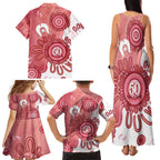 NAIDOC Week 2026 Family Matching Tank Maxi Dress and Hawaiian Shirt 50 Years Deadly Dhari Pink Aboriginal Art