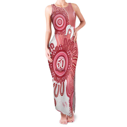 NAIDOC Week 2026 Family Matching Tank Maxi Dress and Hawaiian Shirt 50 Years Deadly Dhari Pink Aboriginal Art