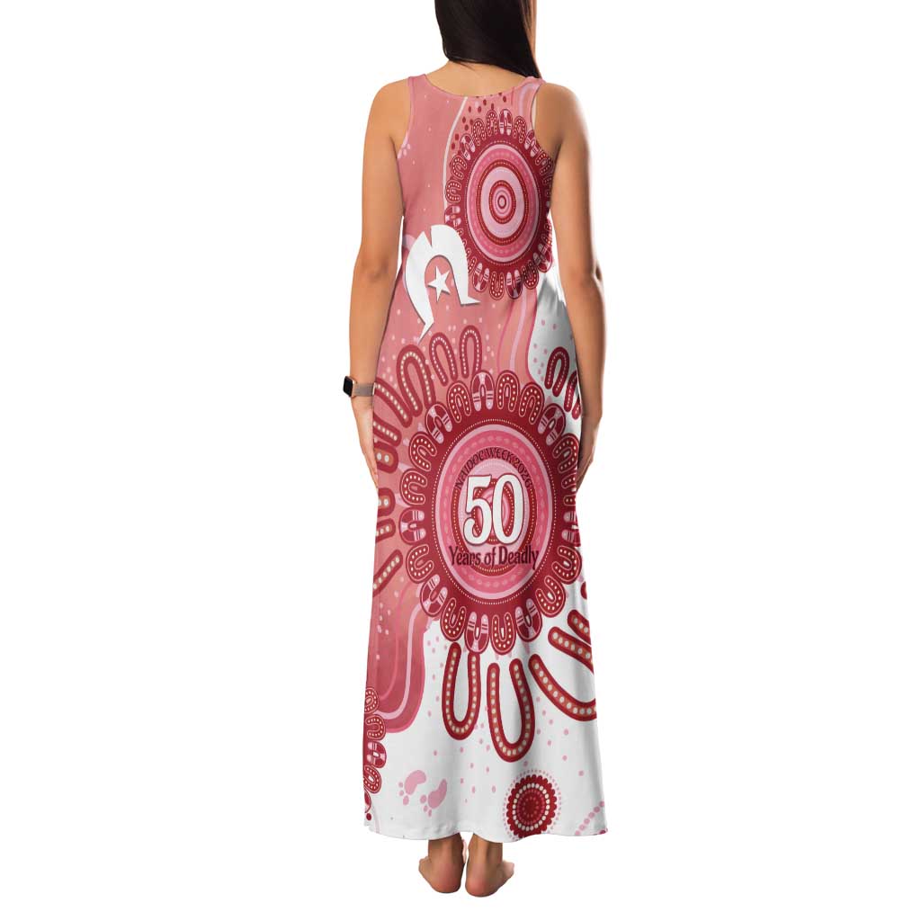NAIDOC Week 2026 Family Matching Tank Maxi Dress and Hawaiian Shirt 50 Years Deadly Dhari Pink Aboriginal Art