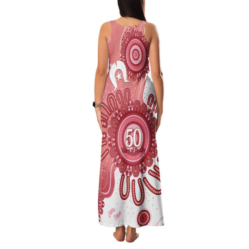 NAIDOC Week 2026 Family Matching Tank Maxi Dress and Hawaiian Shirt 50 Years Deadly Dhari Pink Aboriginal Art