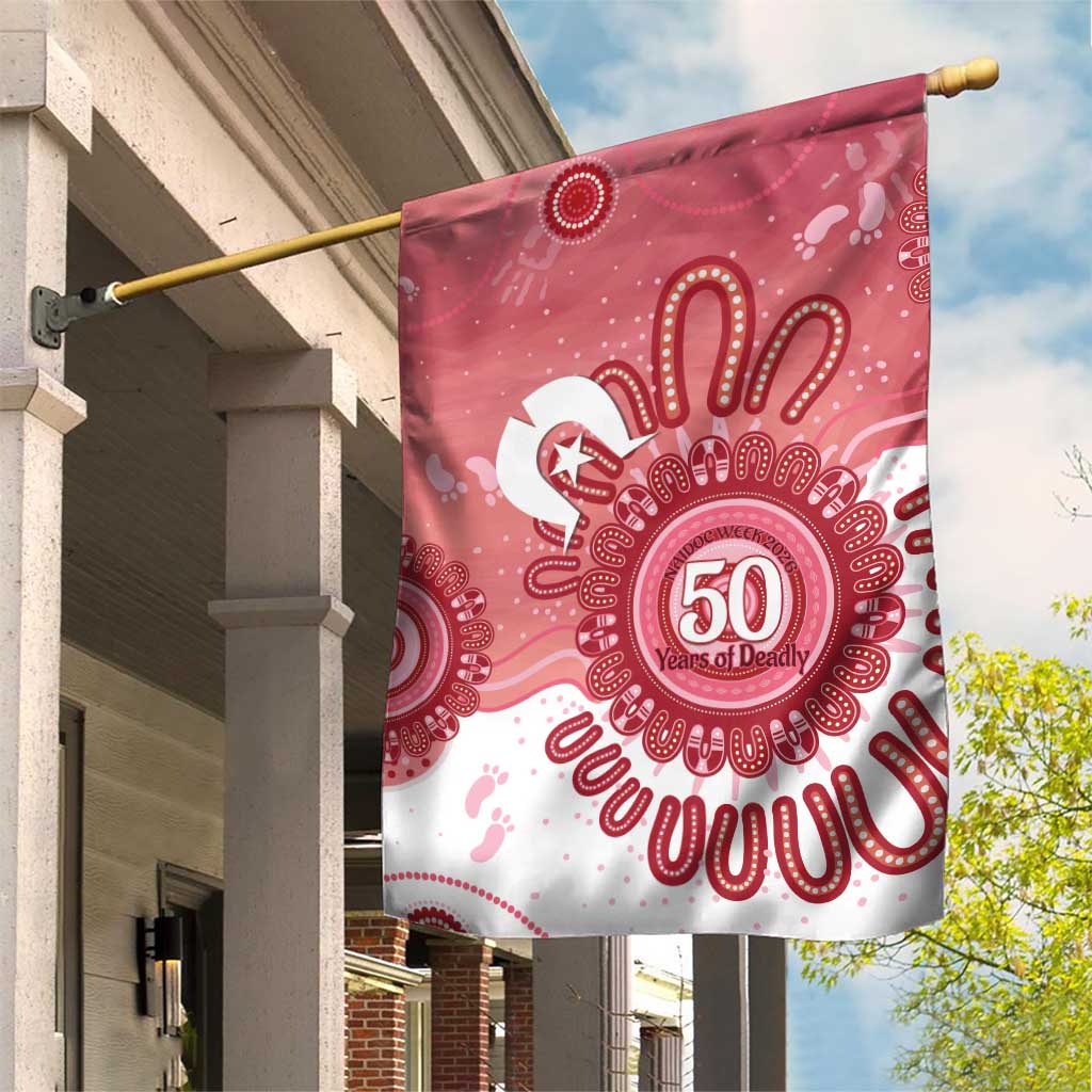 NAIDOC Week 2026 Garden Flag 50 Years Deadly Dhari Pink Aboriginal Art