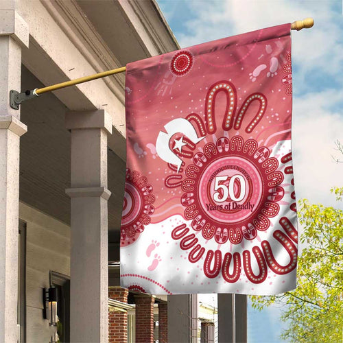 NAIDOC Week 2026 Garden Flag 50 Years Deadly Dhari Pink Aboriginal Art