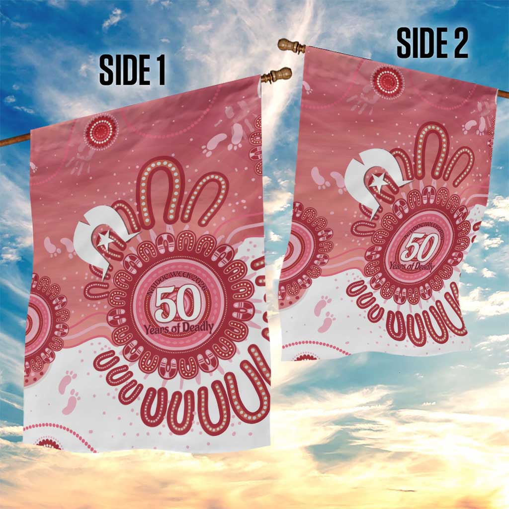 NAIDOC Week 2026 Garden Flag 50 Years Deadly Dhari Pink Aboriginal Art
