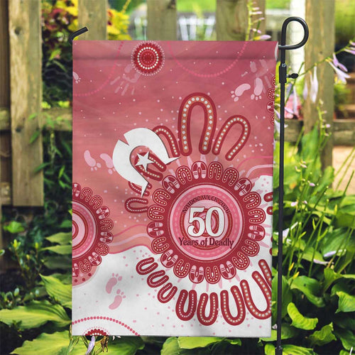 NAIDOC Week 2026 Garden Flag 50 Years Deadly Dhari Pink Aboriginal Art