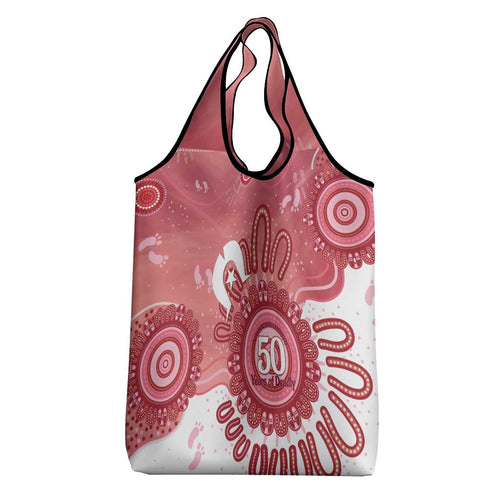 NAIDOC Week 2026 Grocery Bag 50 Years Deadly Dhari Pink Aboriginal Art