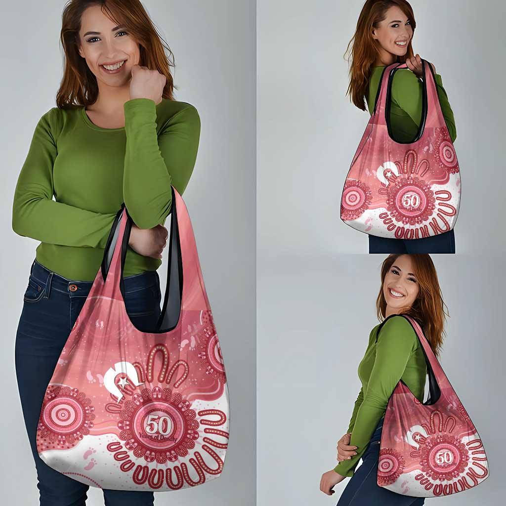 NAIDOC Week 2026 Grocery Bag 50 Years Deadly Dhari Pink Aboriginal Art