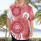 NAIDOC Week 2026 Hawaiian Shirt 50 Years Deadly Dhari Pink Aboriginal Art