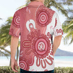 NAIDOC Week 2026 Hawaiian Shirt 50 Years Deadly Dhari Pink Aboriginal Art