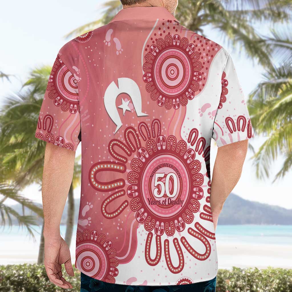 NAIDOC Week 2026 Hawaiian Shirt 50 Years Deadly Dhari Pink Aboriginal Art