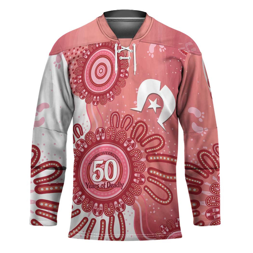 NAIDOC Week 2026 Hockey Jersey 50 Years Deadly Dhari Pink Aboriginal Art