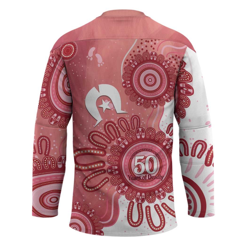 NAIDOC Week 2026 Hockey Jersey 50 Years Deadly Dhari Pink Aboriginal Art