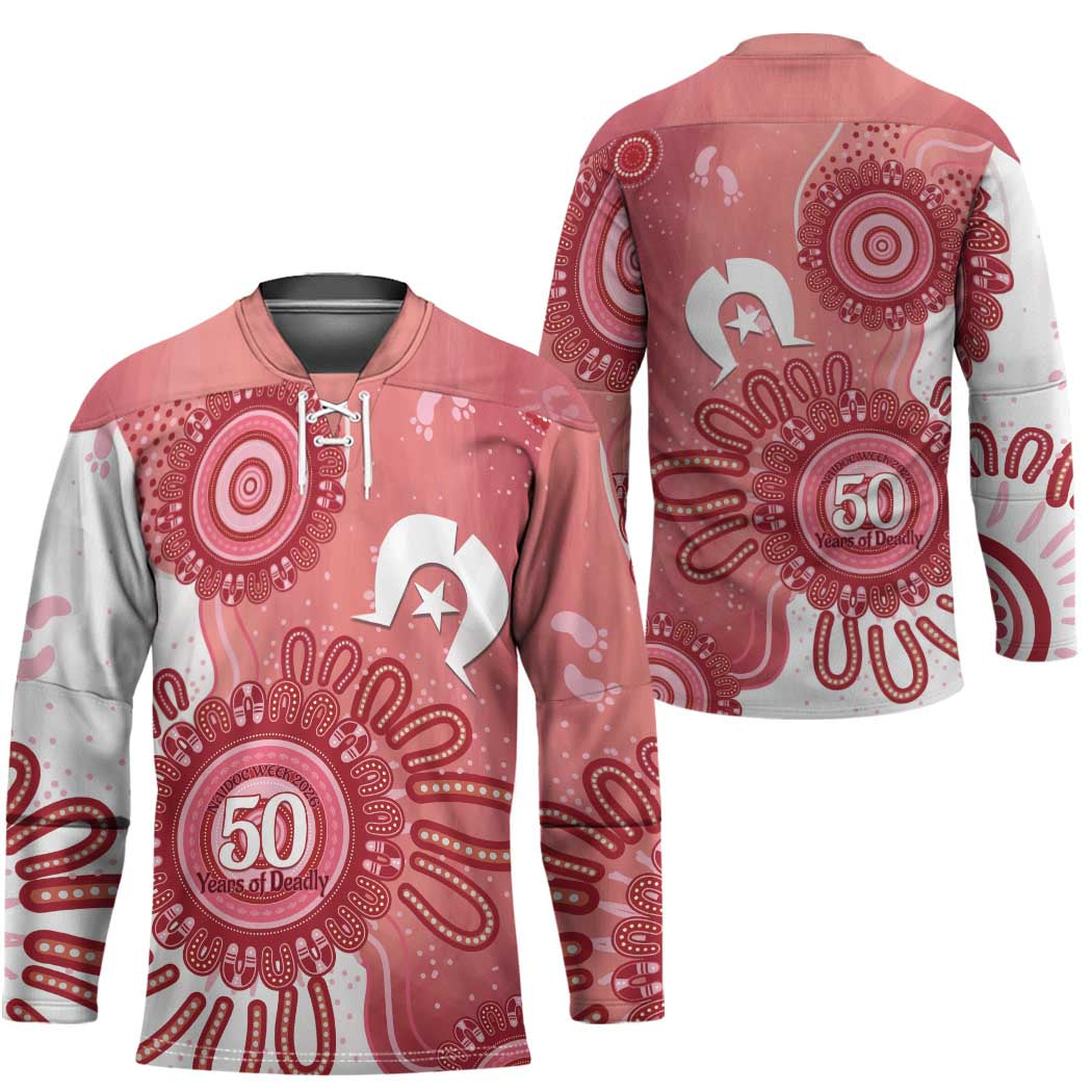 NAIDOC Week 2026 Hockey Jersey 50 Years Deadly Dhari Pink Aboriginal Art