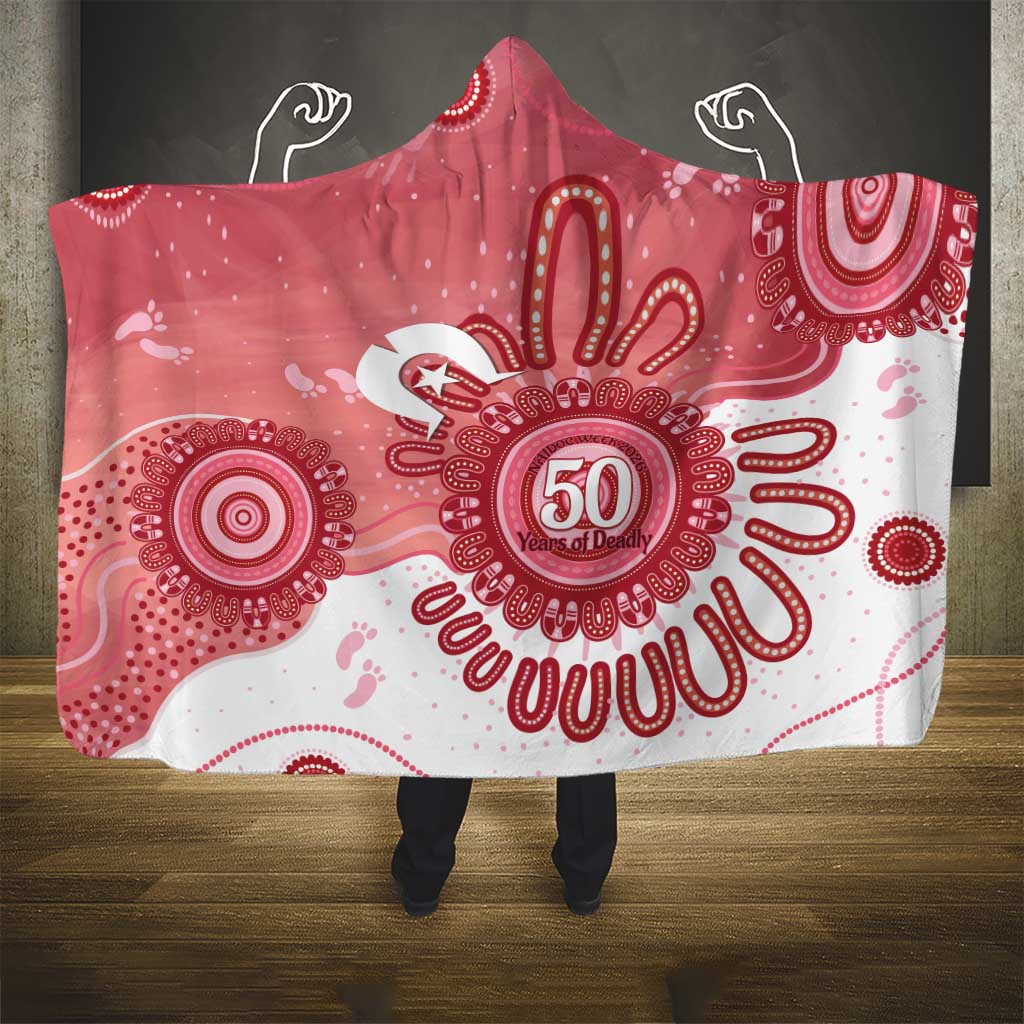 NAIDOC Week 2026 Hooded Blanket 50 Years Deadly Dhari Pink Aboriginal Art