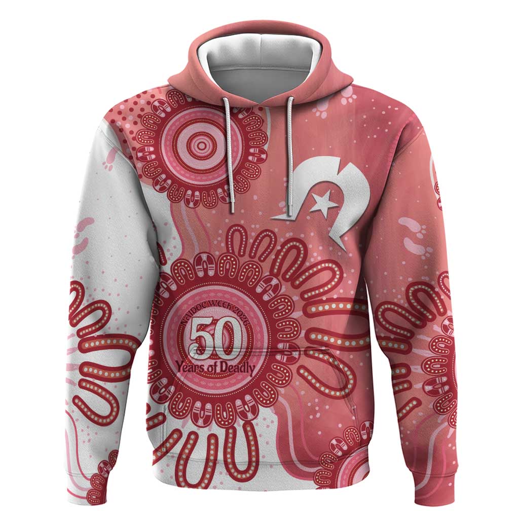 NAIDOC Week 2026 Hoodie 50 Years Deadly Dhari Pink Aboriginal Art