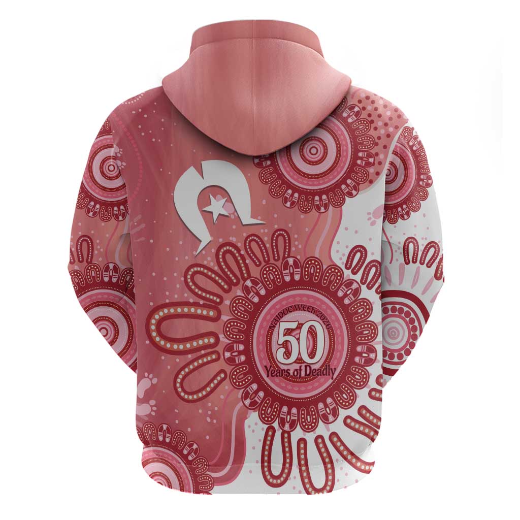 NAIDOC Week 2026 Hoodie 50 Years Deadly Dhari Pink Aboriginal Art